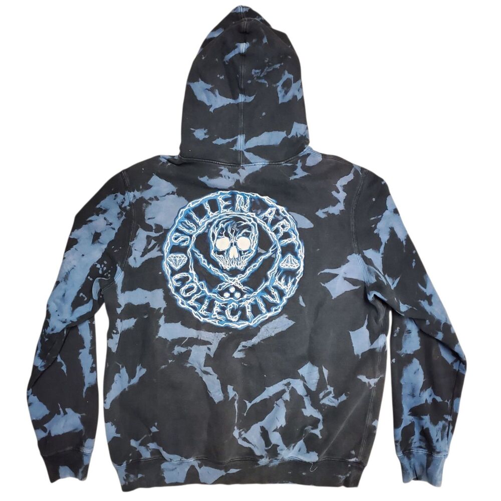SULLEN ART COLLECTIVE Sweater Adult XL Black Tie-Dye Graphic Skull Hoodie Tattoo